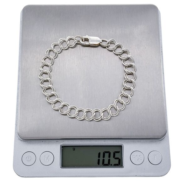 Vintage Sterling Silver 925 Two Link Charm Bracelet 7.25" - Picture 5 of 5